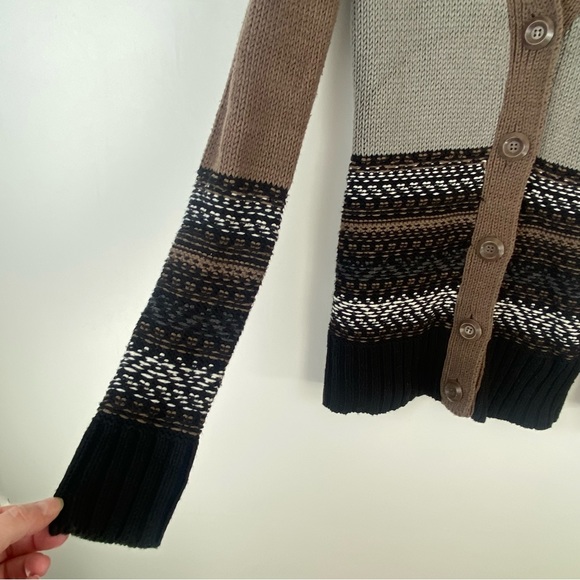 BKE Buckle Womens Medium Cardigan Sweater Brown Beige V Neck Button Front Cozy. - Picture 3 of 11